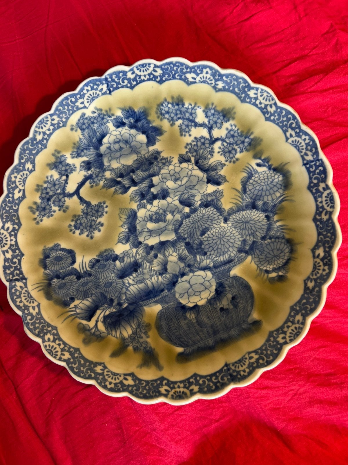 Antieke Imari Arita blauw-wit bord 31.5cm - TOP!, Ophalen of Verzenden