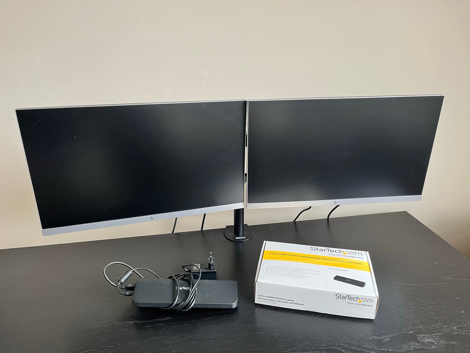 2 HP monitoren met StarTech docking station, Ophalen, IPS, Full HD, Zo goed als nieuw