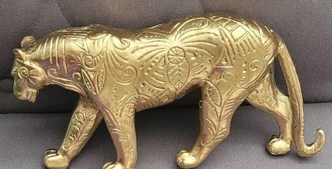 Gouden Panter Beeld - Decoratief Woonaccessoire, Ophalen of Verzenden, Zo goed als nieuw, Steen/keramiek, Goud