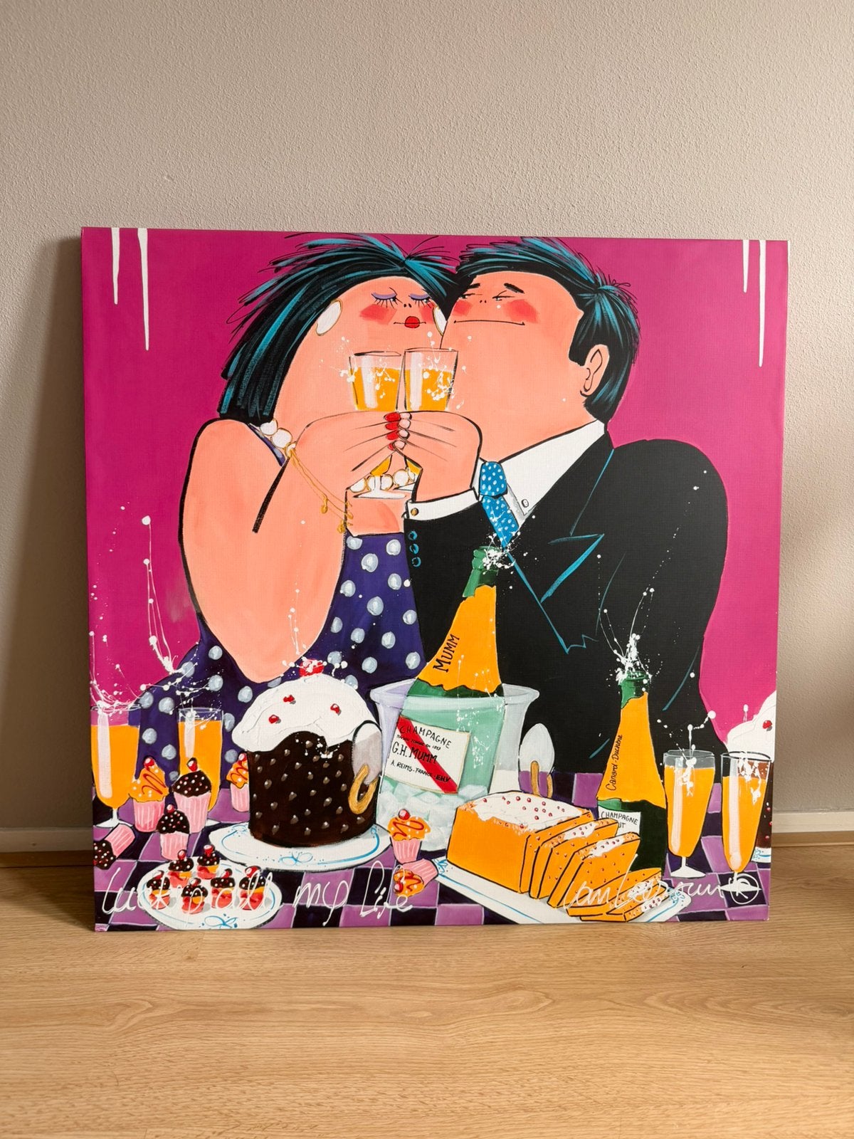Vrolijk schilderij 75x75 cm, Ophalen