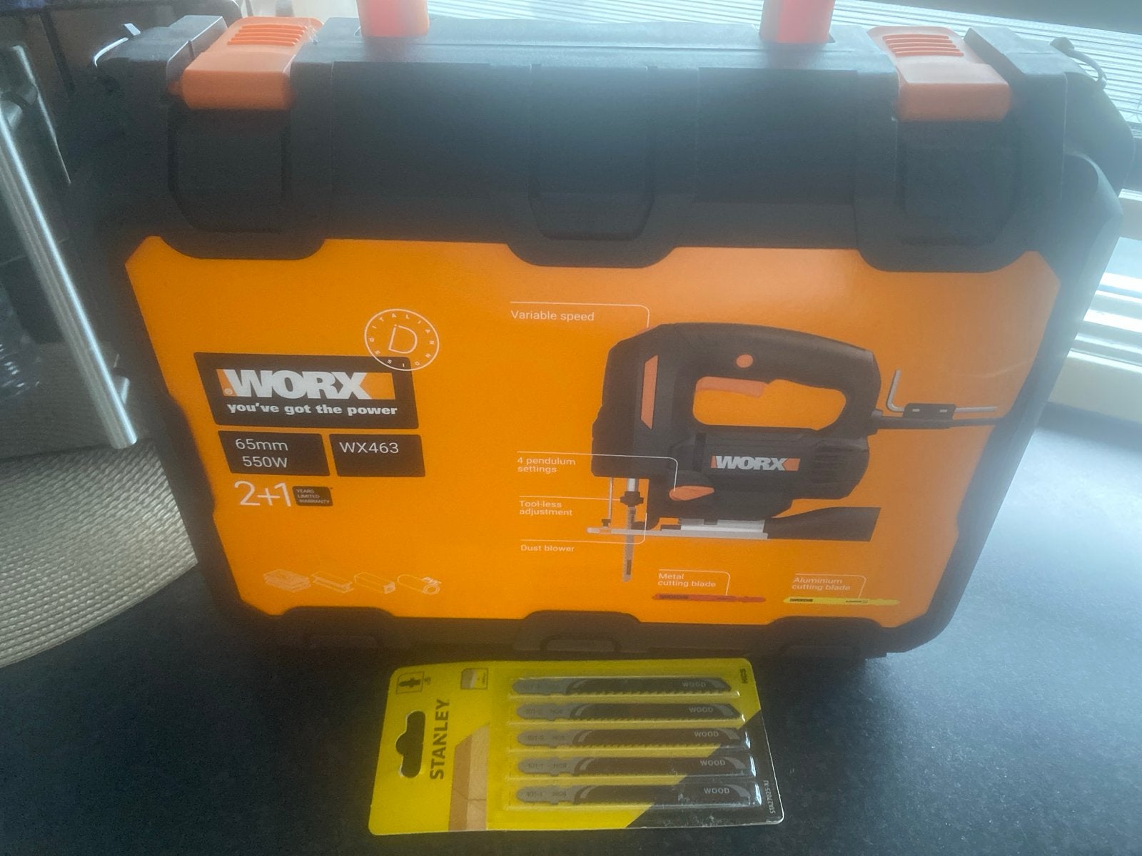 Worx Decoupeerzaag WX463 550W met Stanley zaagbladen, Ophalen, Decoupeerzaag, Nieuw, 600 tot 1200 watt