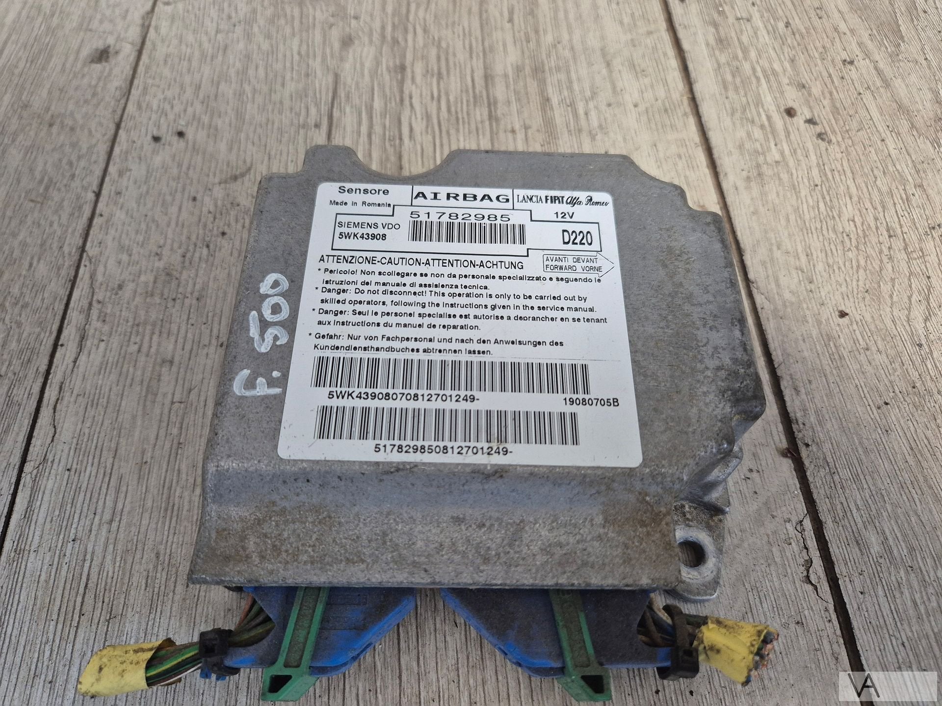 Airbag module computer voor Fiat 500 2007 - 2015 51782985, Auto-onderdelen, Gebruikt, -, -, Ophalen of Verzenden