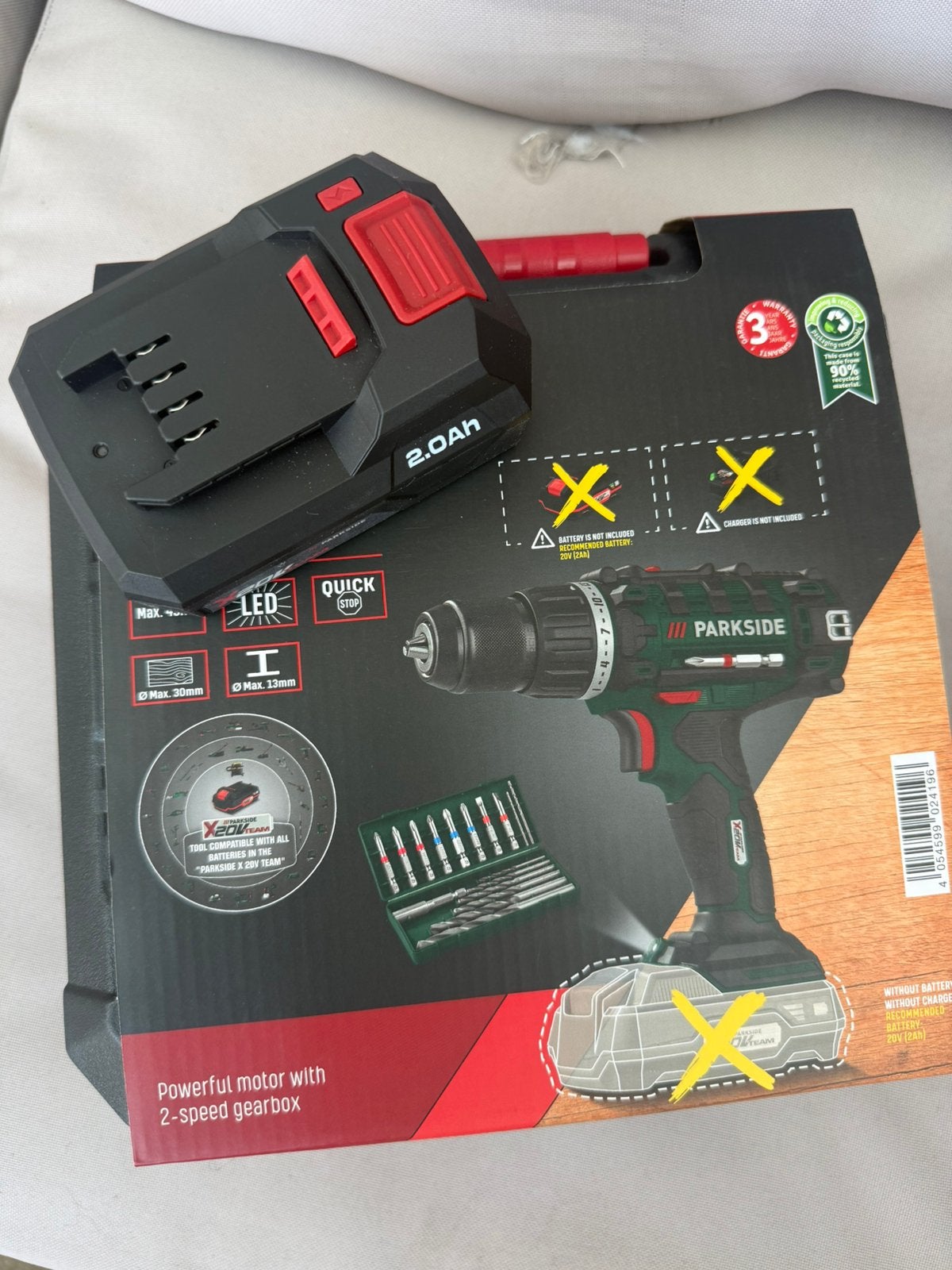 Parkside 20V Cordless Drill PABS 20-LiE6+Accu  Dicht Doos, Doe-het-zelf en Verbouw, Gereedschap | Boormachines, Ophalen of Verzenden