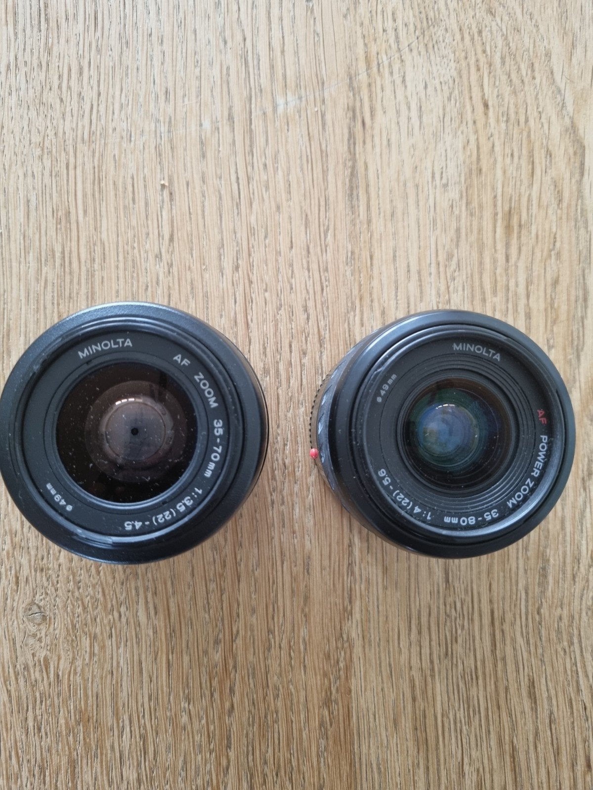 Minolta AF Zoom 35-70mm en Minolta AF Power Zoom 35-80mm, Gebruikt, Ophalen of Verzenden, Standaardlens, Minolta