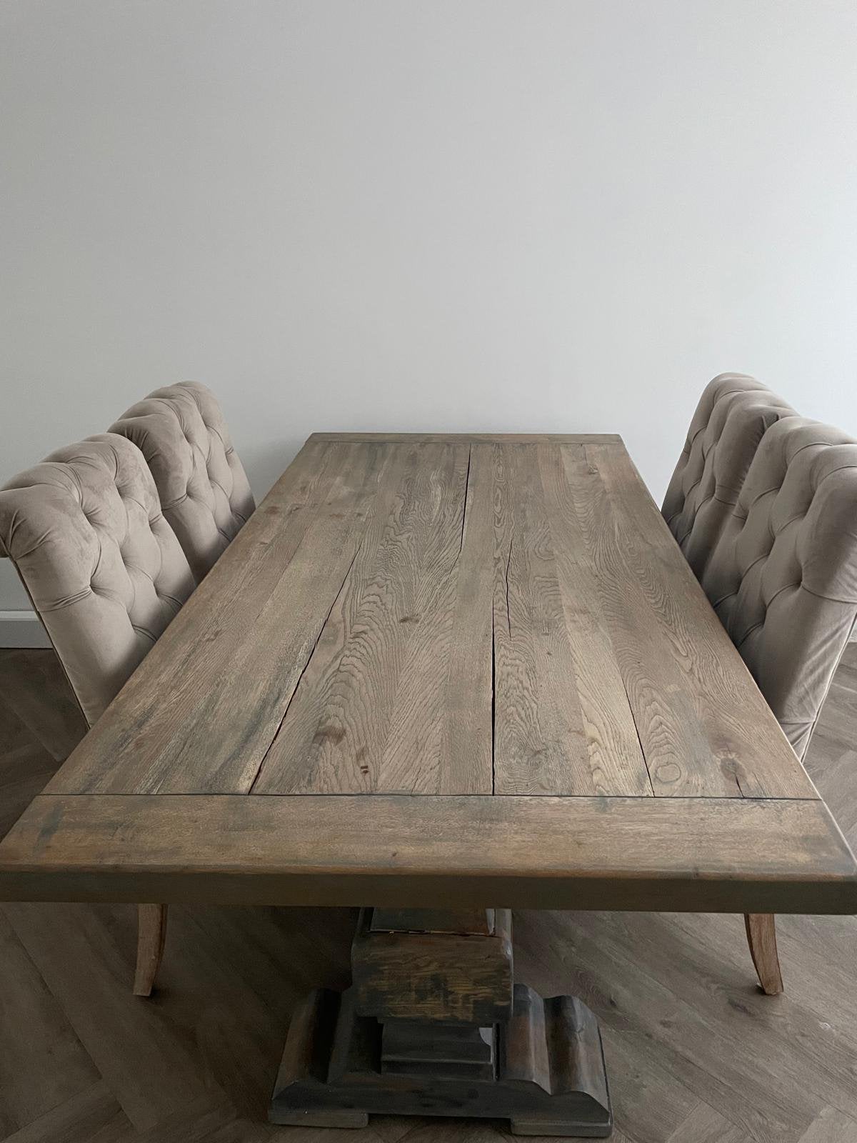 Eettafel/salontafel en 4 stoelen, Huis en Inrichting, Ophalen, Gebruikt, 200 cm of meer, 50 tot 100 cm