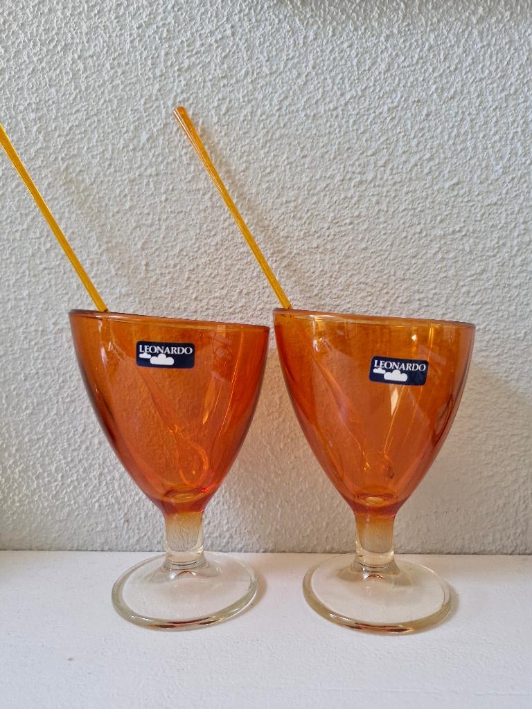 NIEUWE SET mooie LEONARDO IJSCOUPES met Sorbetlepels!, Ophalen, Nieuw, Glas, Overige stijlen