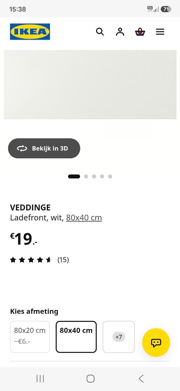 Veddinge Ladefront 10x, wit, 80x40 cm IKEA, Ophalen, Wit, 50 tot 100 cm, Zo goed als nieuw