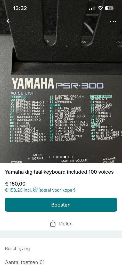 Yamaha keyboard, Ophalen, Gebruikt, 61 toetsen, Yamaha