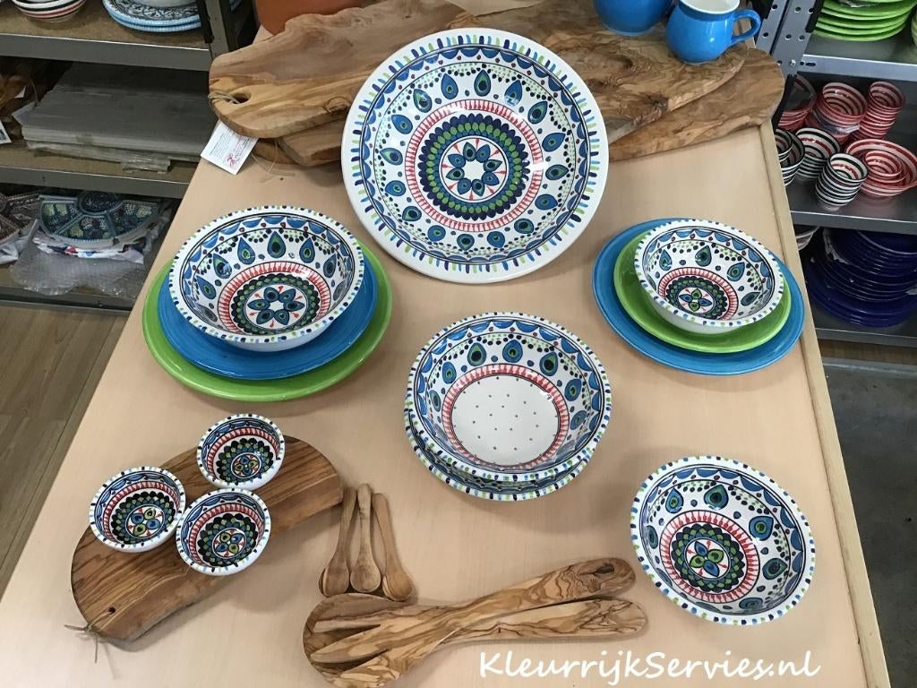 Kleurrijk Servies, Tunesische borden en schalen, Goirle, Nieuw, Ophalen of Verzenden, Schaal of Schalen
