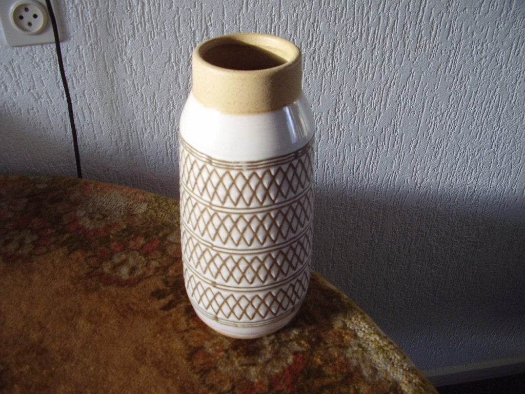 vaas aardewerk art&craft glazuur bloem wwonkamer mancave, 31 cm, Overige materialen, Ophalen of Verzenden, Zo goed als nieuw