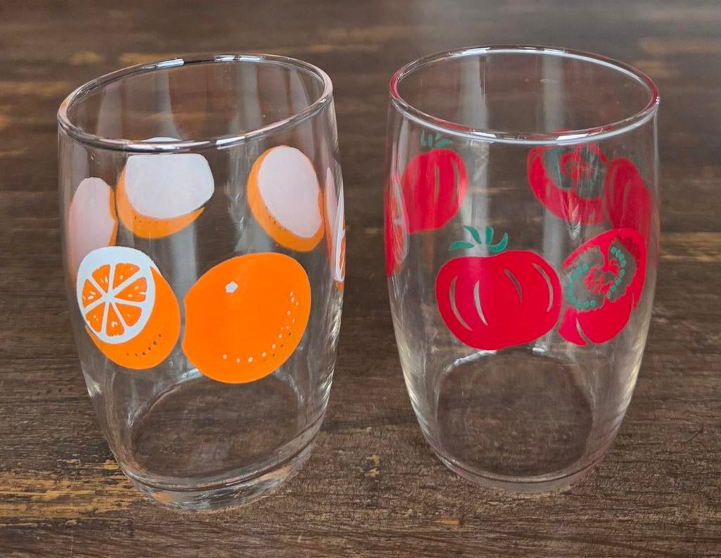 2 Vintage limonade glaasjes, Ophalen of Verzenden, Gebruikt, Frisdrankglas