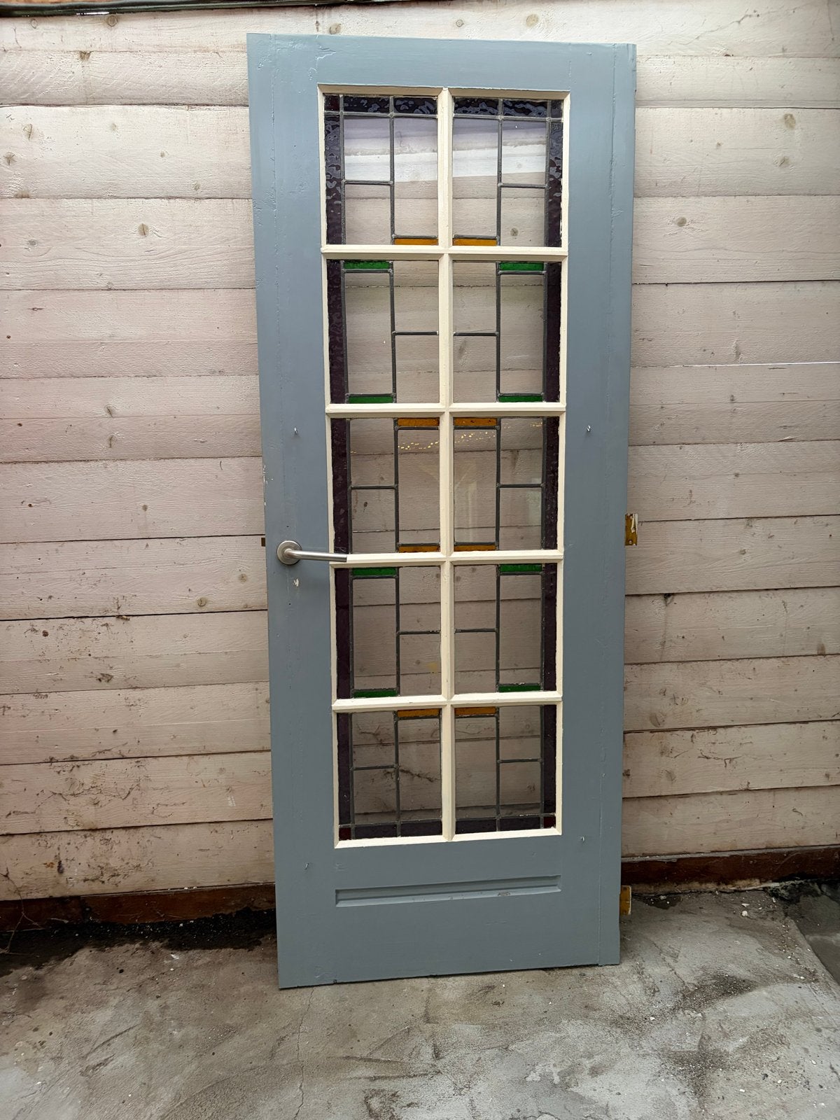 Vintage Binnendeur met Glas-in-lood, Doe-het-zelf en Verbouw, Deuren en Horren, Ophalen, Gebruikt, 80 tot 100 cm, Binnendeur