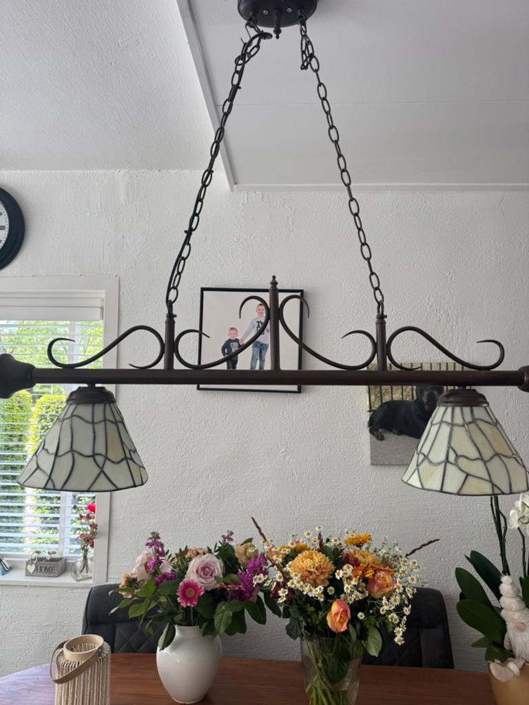 Te koop Tiffany hanglamp, Huis en Inrichting, Lampen | Hanglampen, Ophalen, 50 tot 75 cm, Zo goed als nieuw, Tiffany