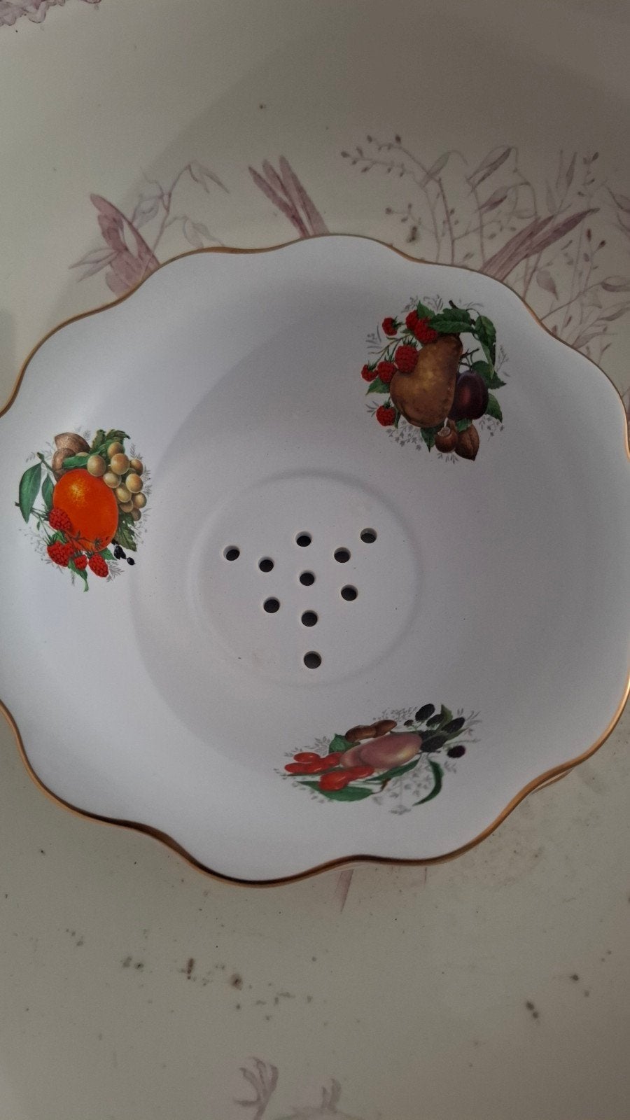 Fruittestje testje vergietje gouds plateel, Ophalen of Verzenden