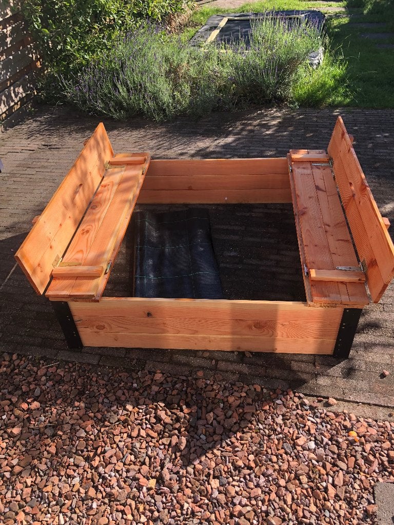 Gloednieuwe Zandbak hout Douglas 120x120cm, Kinderen en Baby's, Speelgoed | Buiten | Zandbakken, Ophalen, Nieuw