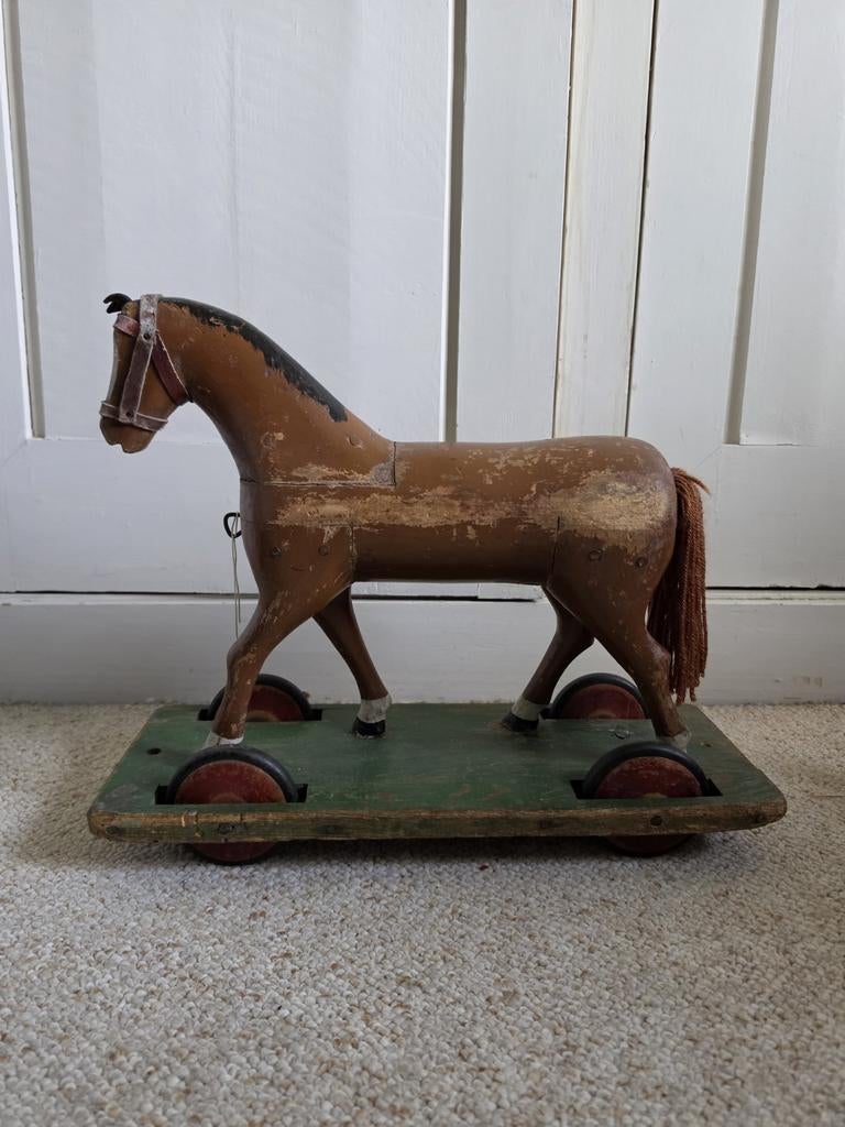 Antiek speelgoed oud houten paard Gummihess Gummi Hess, Ophalen of Verzenden