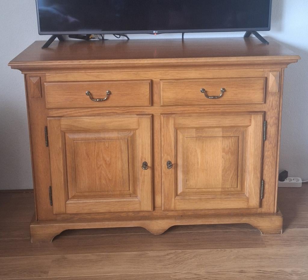 Houten dressoir met lades en deuren, Ophalen, Gebruikt, 50 tot 75 cm