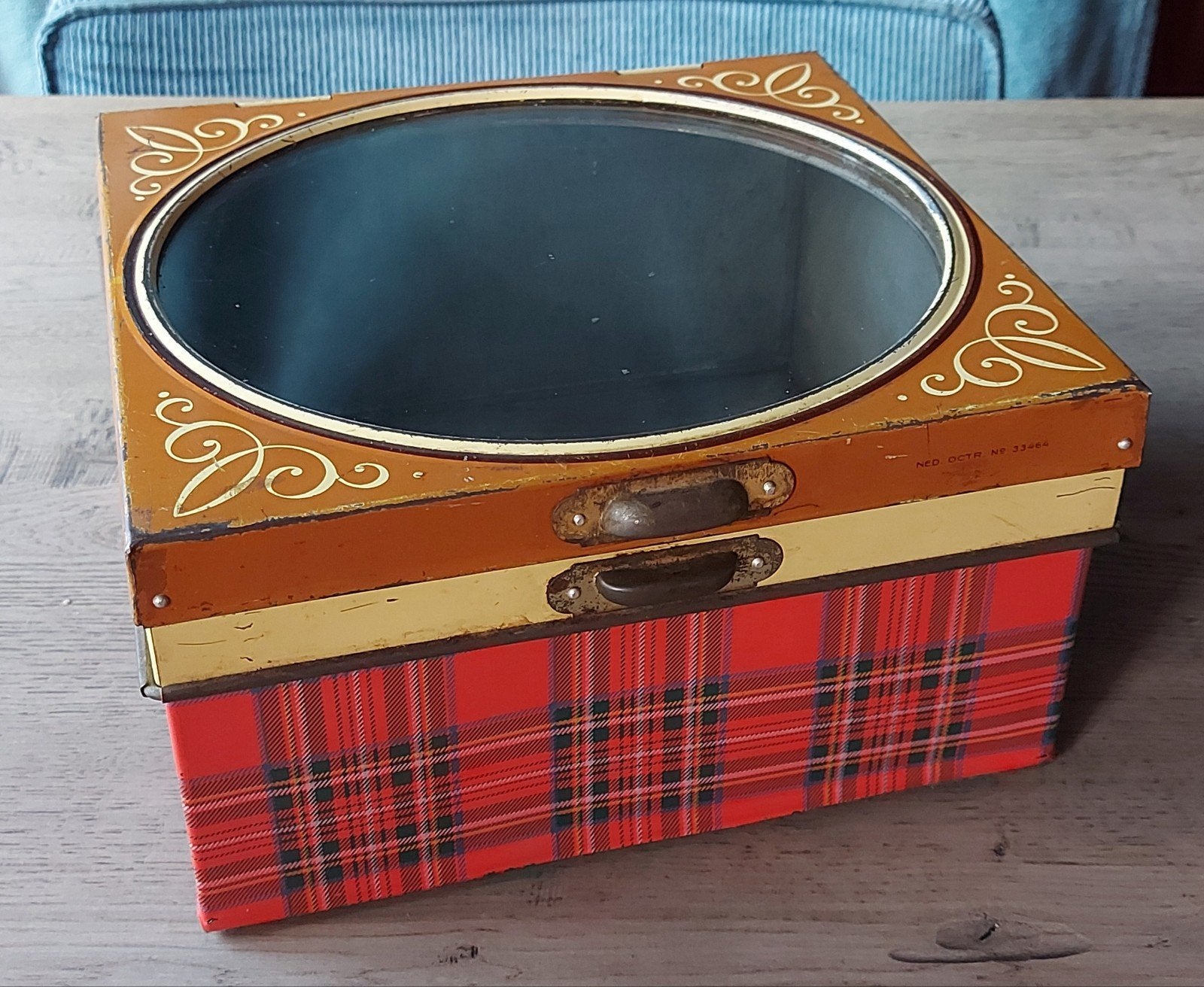 Vintage Verkade winkel koekblik - Rood geruit, Verzamelen, Ophalen of Verzenden, Gebruikt, Koek(jes), Verkade