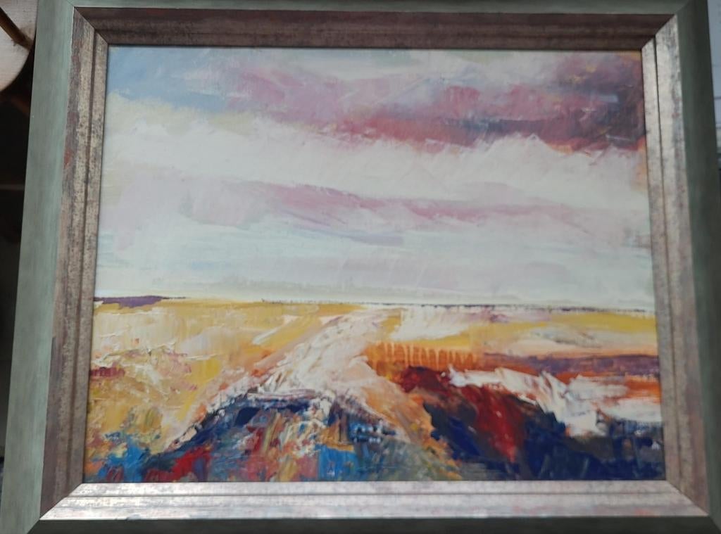 Schilderij Gerda Onnes - Abstract Landschap 40x50 cm, Antiek en Kunst, Ophalen