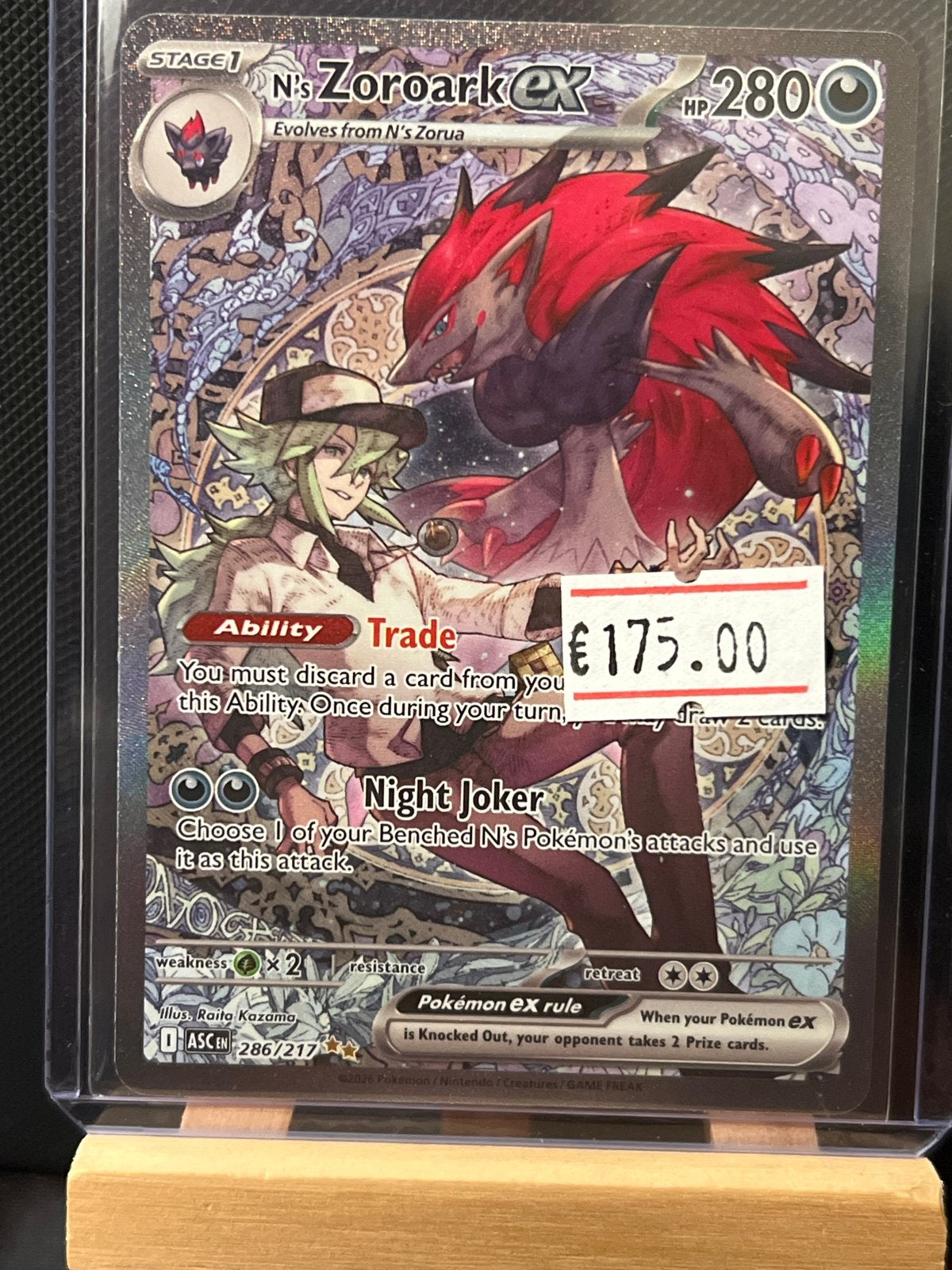 N's Zoroark ex Pokémon kaart (286/217) - Ascendant, Ophalen of Verzenden, Zo goed als nieuw, Losse kaart, Foil
