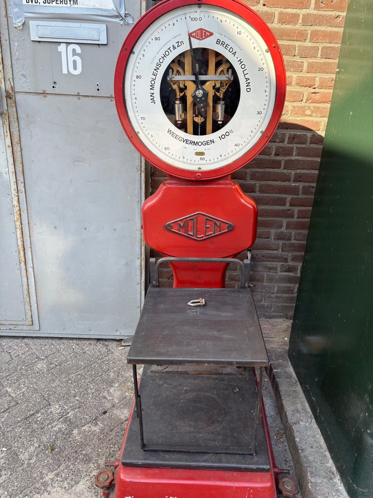 Vintage Industriële Mulder Weegschaal - 100 kg, Doe-het-zelf en Verbouw, Overige Doe-het-zelf en Verbouw, Gebruikt, Ophalen of Verzenden