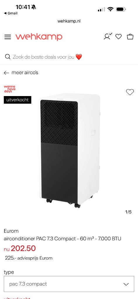 Eurom pac 7.3 airco, Ophalen, Nieuw