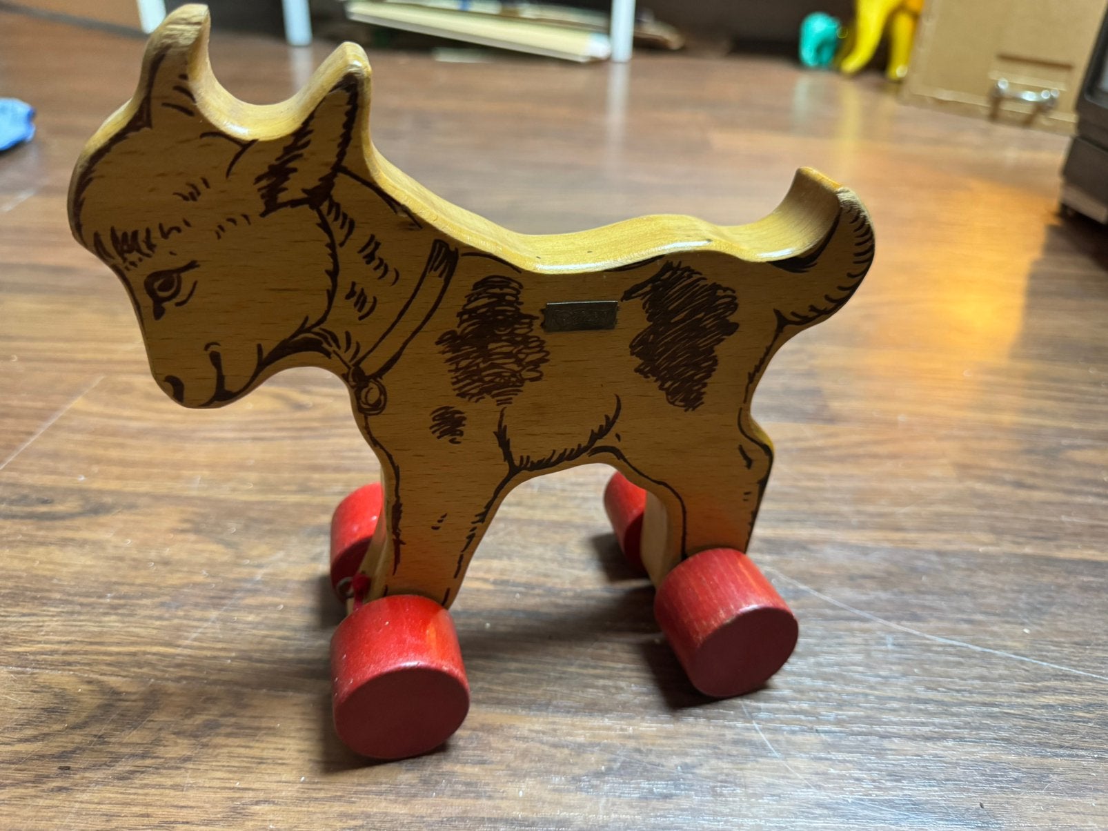 Houten steiff trekgeit geit oud antiek hout 1950-1960, Ophalen, Zo goed als nieuw