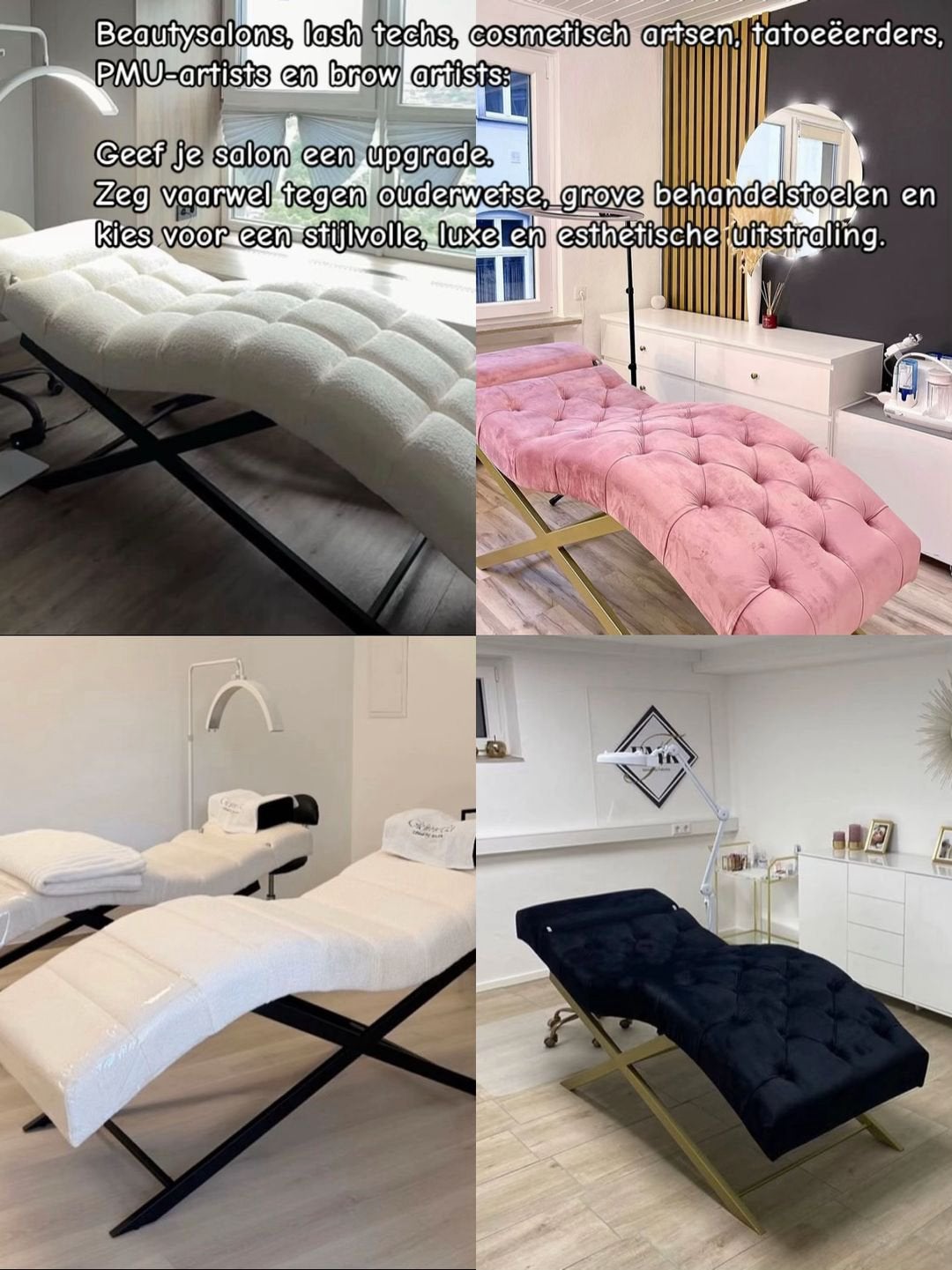 Beautysalon curved ergonomisch behandelstoel couch gouden, Huis en Inrichting, Ophalen, Nieuw, Minder dan 50 cm