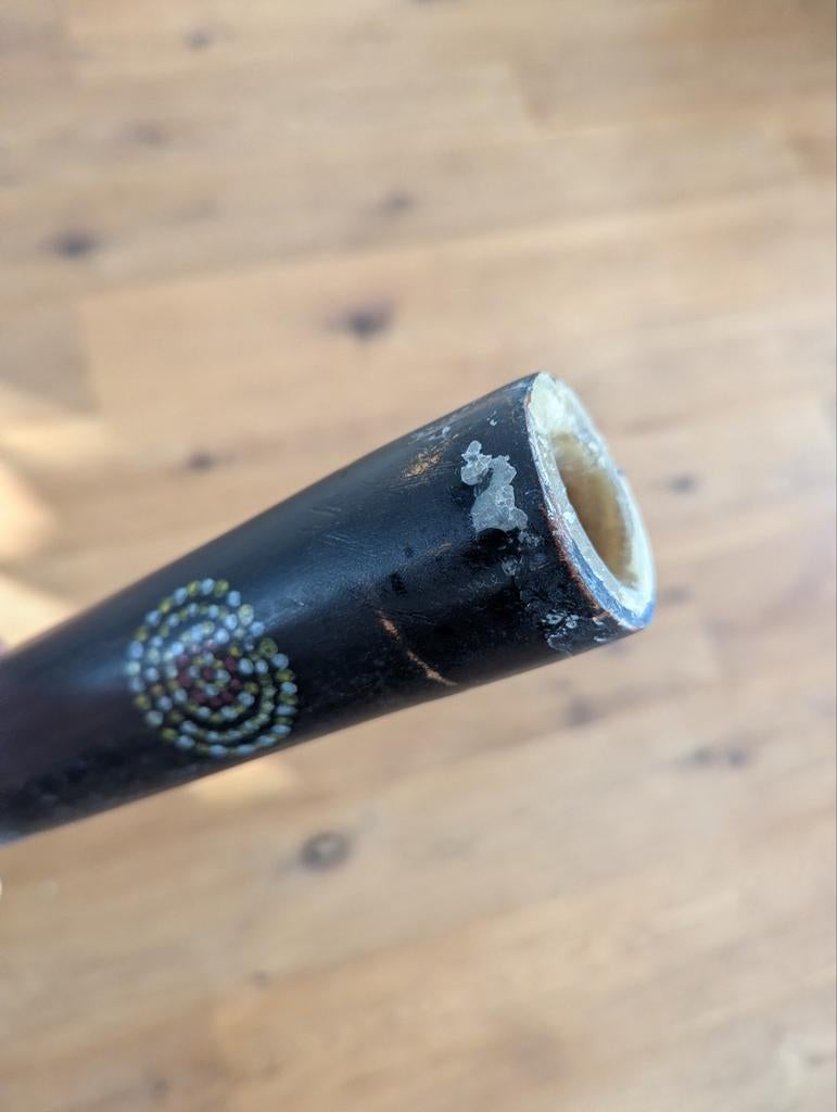 Decoratieve Didgeridoo - Handgeschilderd, Muziek en Instrumenten, Blaasinstrumenten | Didgeridoos, Ophalen, Gebruikt