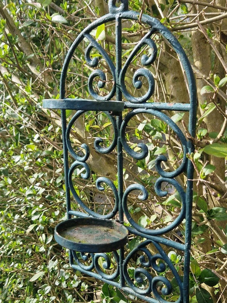 Sierlijke smeedijzeren plantenhanger (brocante), Gebruikt, Minder dan 60 cm, Ophalen of Verzenden, Balkon