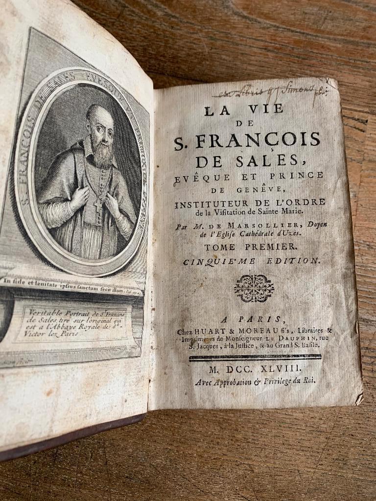 Vie de Francois de Sales 1748 in oude leren band, Ophalen of Verzenden