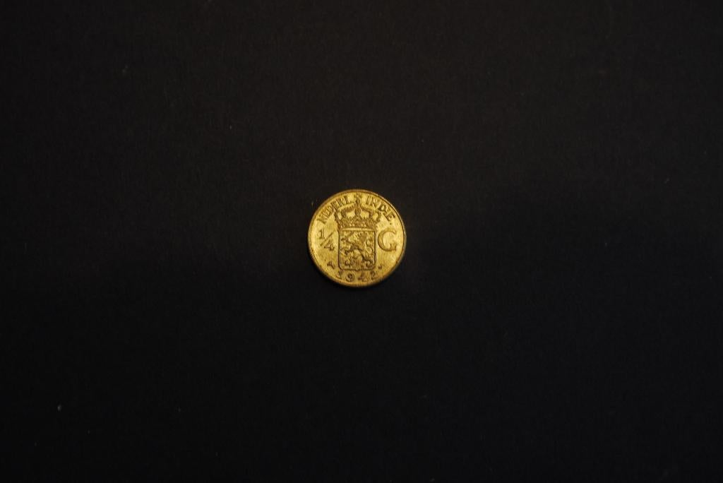 munt nederlands indie 1942 1/4  gulden zilver, Postzegels en Munten, Munten | Nederland, Vóór koninkrijk, Zilver, 25 cent, Ophalen of Verzenden