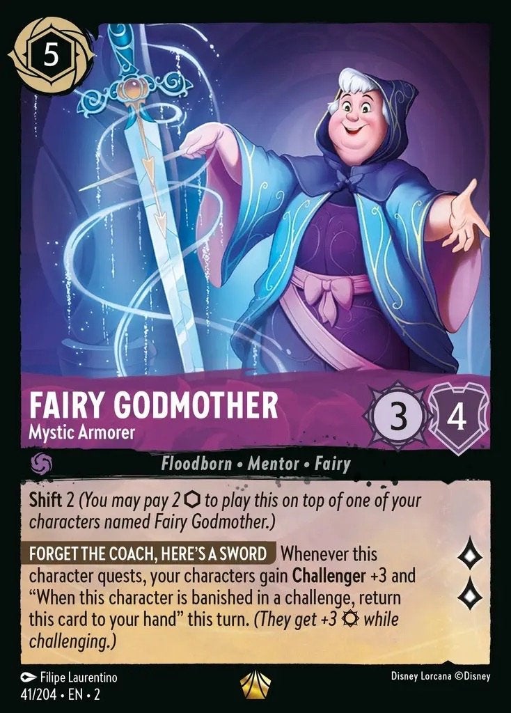 Disney Lorcana - Rise of The Floodborn - 41 - Fairy Godmothe, Ophalen of Verzenden, Nieuw, Losse kaart