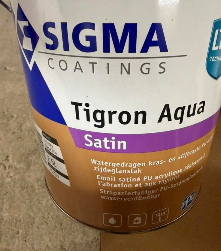 Sigma Tigron watergedragen donkergrijze lak 2,5liter, Ophalen of Verzenden, Nieuw, Acrylverf