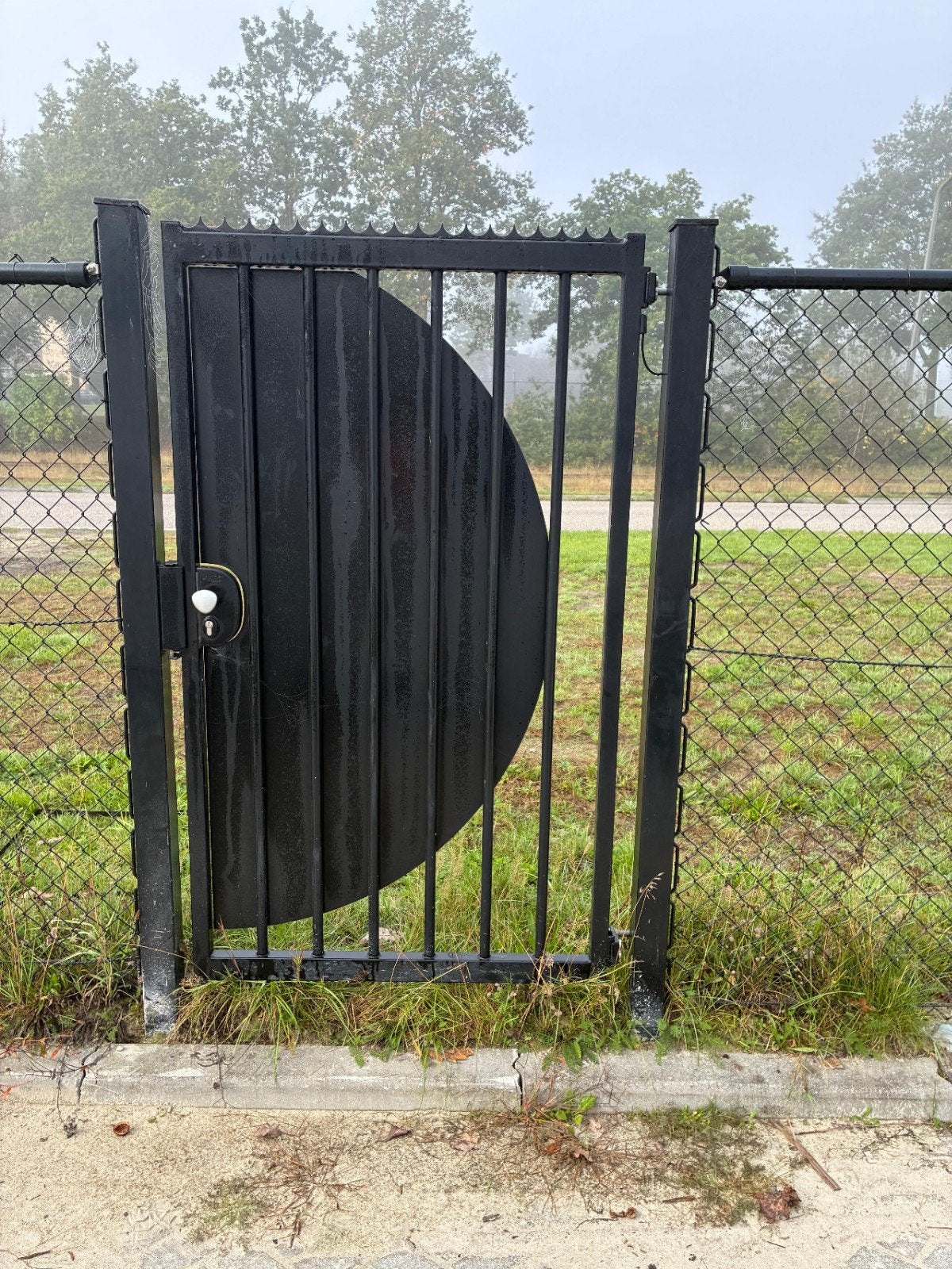 Zwart  gepoedercoat stevig metalen hekwerk met poort - Gebru, Ophalen, Met poort, Gebruikt, Spijlenhekwerk