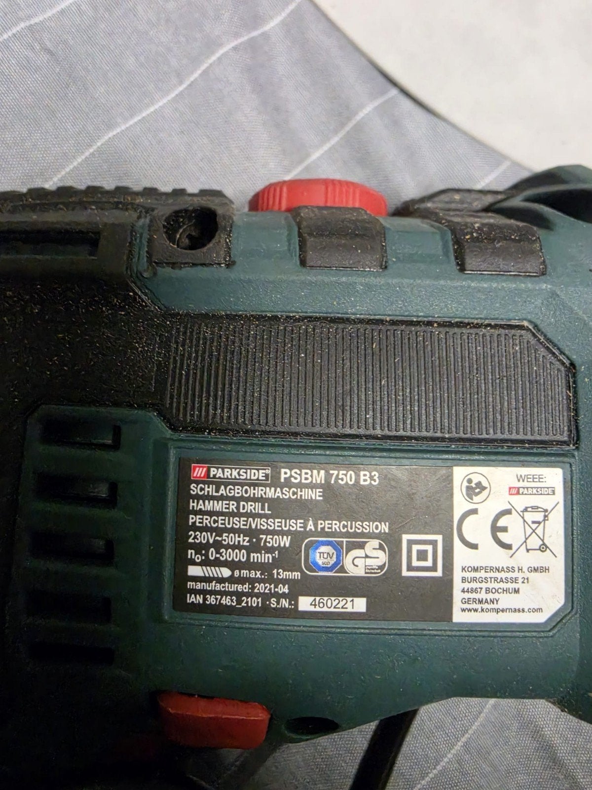 Parkside PSBM 750 B3 Klopboormachine - 750W, Klopboormechanisme, Ophalen, Boormachine, Gebruikt