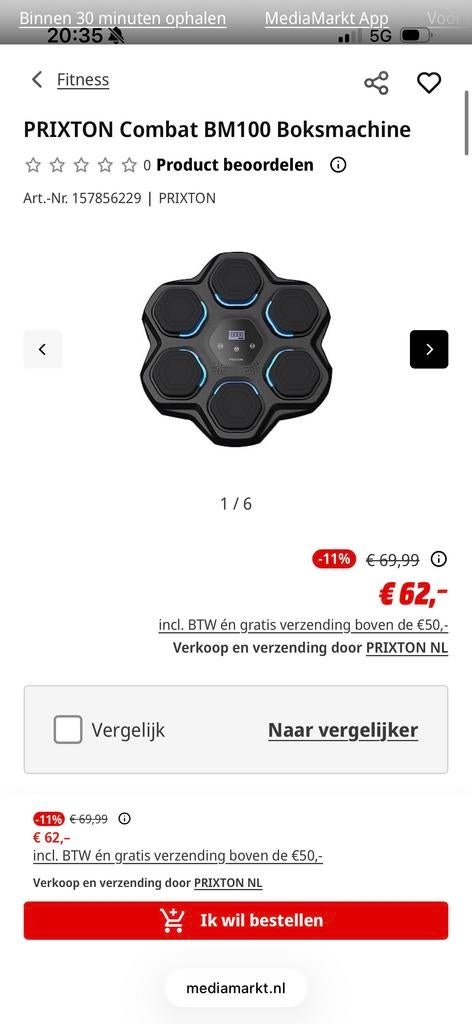 Combat Boksmachine - Interactieve Training - nieuw, Ophalen of Verzenden, Zo goed als nieuw, Boks-accessoire