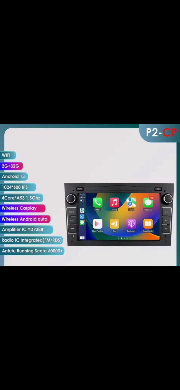 Hizpo 2DIN 7-inch autoradio met Android Auto voor Opel, Ophalen, Zo goed als nieuw