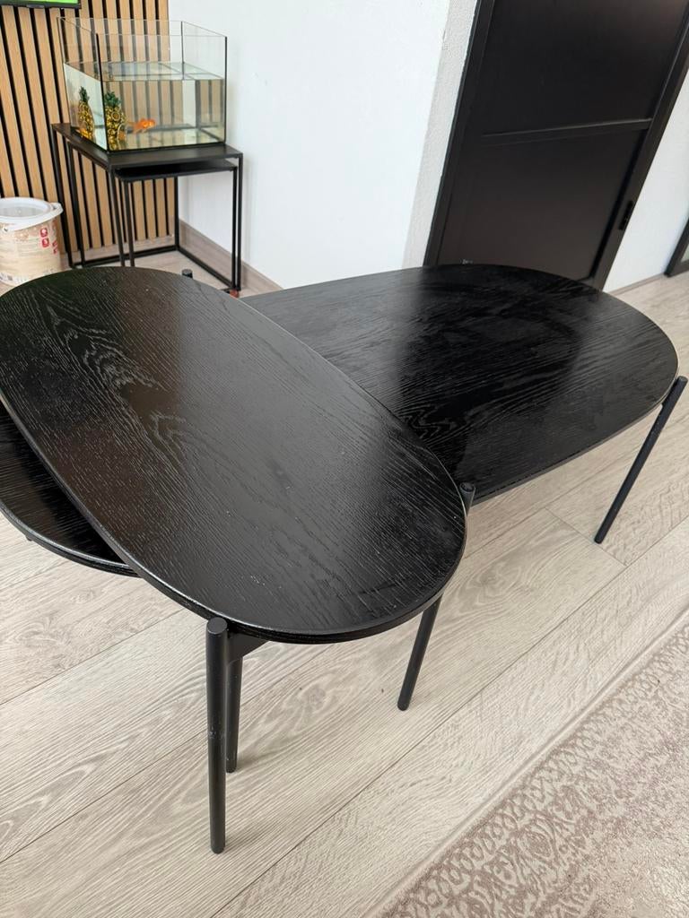 Salontafel 2 stuks - zwart, Huis en Inrichting, Tafels | Salontafels, Ophalen, Zo goed als nieuw, Rond, 50 tot 100 cm