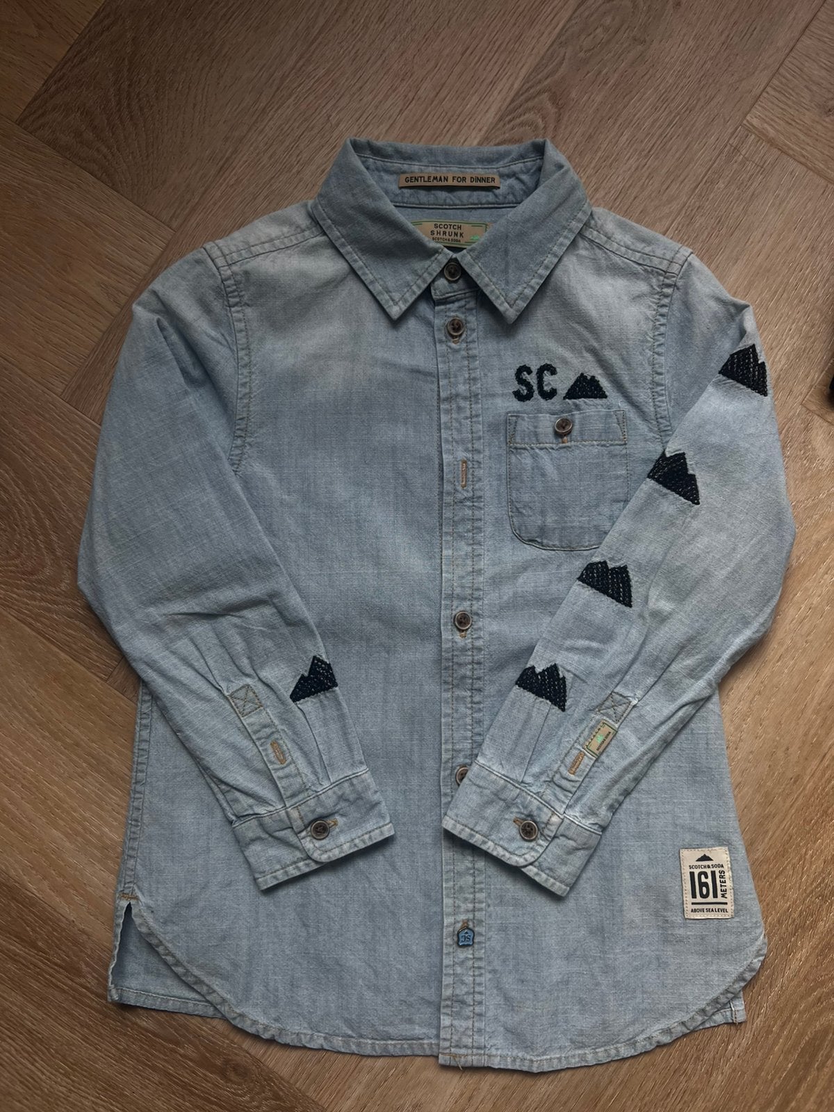 Spijker blouse scotch schrunk 104, Ophalen of Verzenden, Zo goed als nieuw, Meisje, Overhemd of Blouse