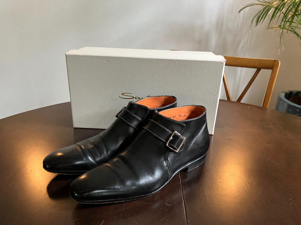 Santoni gespschoenen mt 42, Zwart, Ophalen of Verzenden, Gespschoenen, Santoni