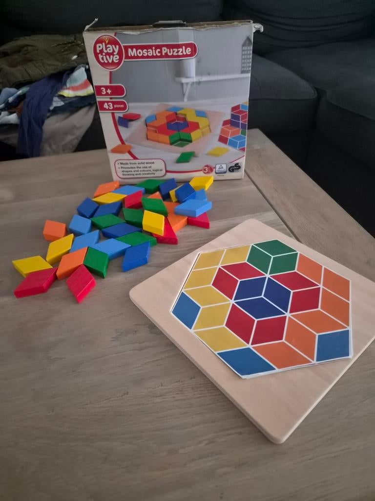 Playtive Mosaic Puzzle - 43-delige set met blokjes, Ophalen, 2 tot 4 jaar, 10 tot 50 stukjes, Zo goed als nieuw