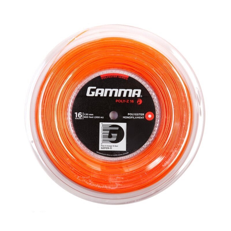 Gamma Tennisstring Poly-Z 16 (1.30 mm) Orange 200m Rol, Overige merken, Grip of Snaar, L00, Nieuw