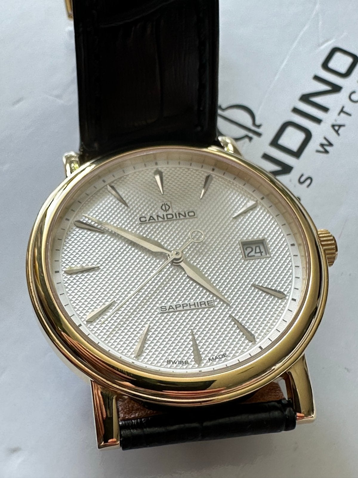 Candino Swiss Watch - Zo goed als nieuw, Quartz, Leer, Overige merken, Leer, Staal, Polshorloge