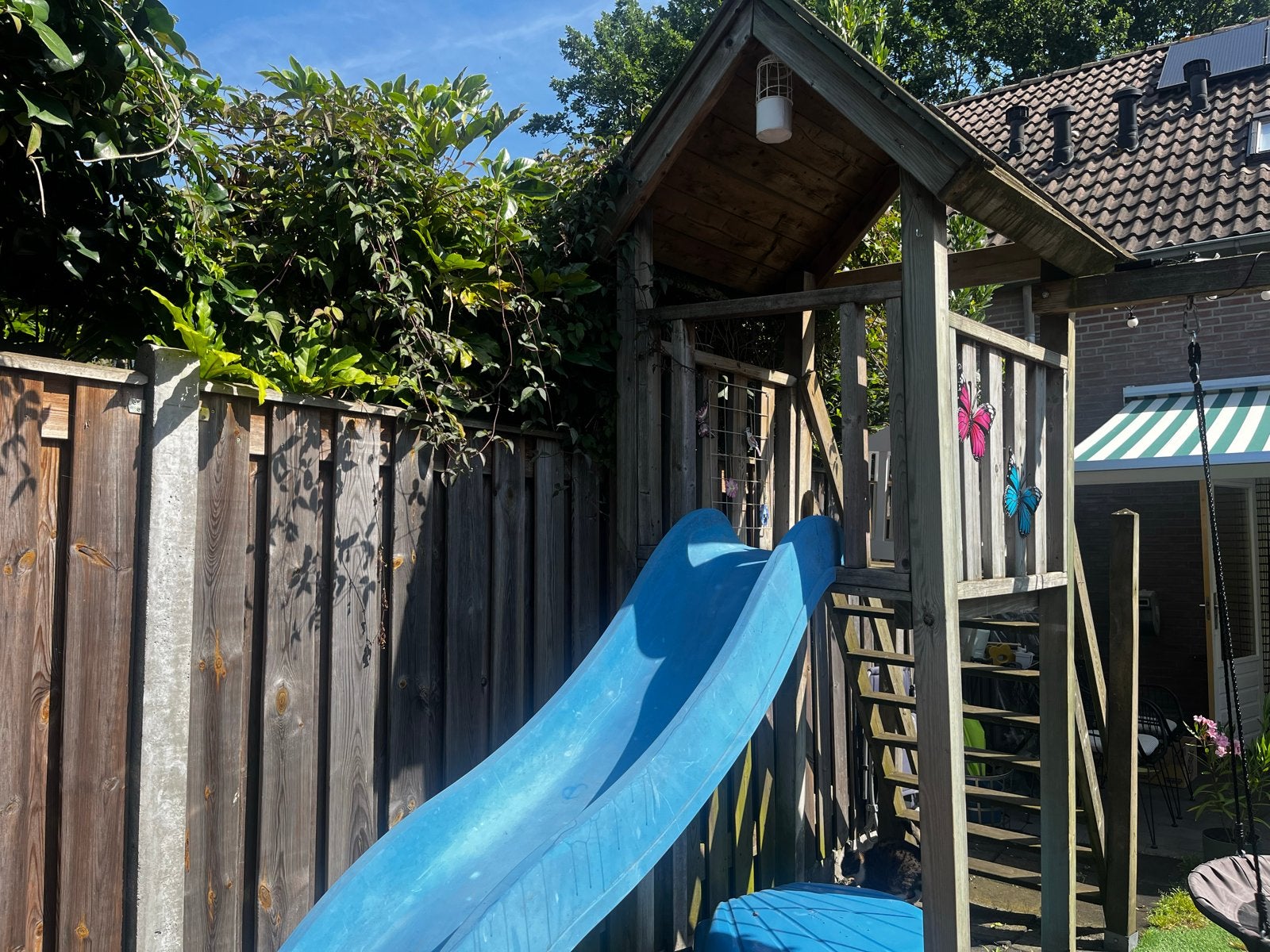 Houten Speeltoestel met Glijbaan en Schommel, Ophalen, Gebruikt, Glijbaan