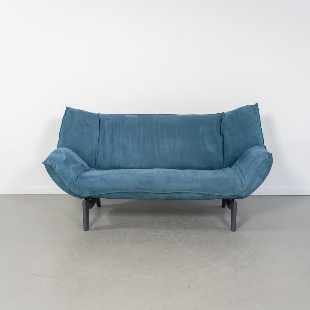1x Leolux Tango 2-zits/192cm Bank Turquoise Stof - Grijs, Niet ingevuld, Gebruikt, 150 tot 200 cm, Niet ingevuld