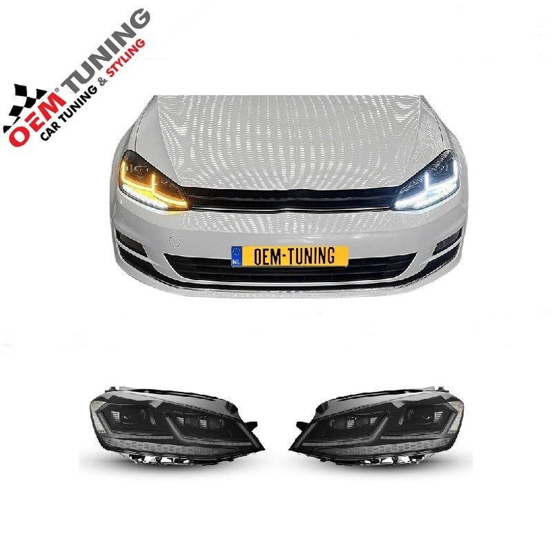 Full Bi-LED koplampen geschikt voor Golf 7 | 12-17 | Black |, Auto diversen, Ophalen of Verzenden