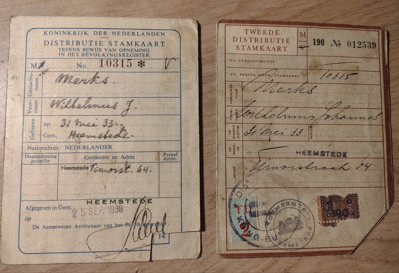 Distributie Stamkaarten Heemstede, Verzamelen, Militaria | Tweede Wereldoorlog, Ophalen of Verzenden, Nederland