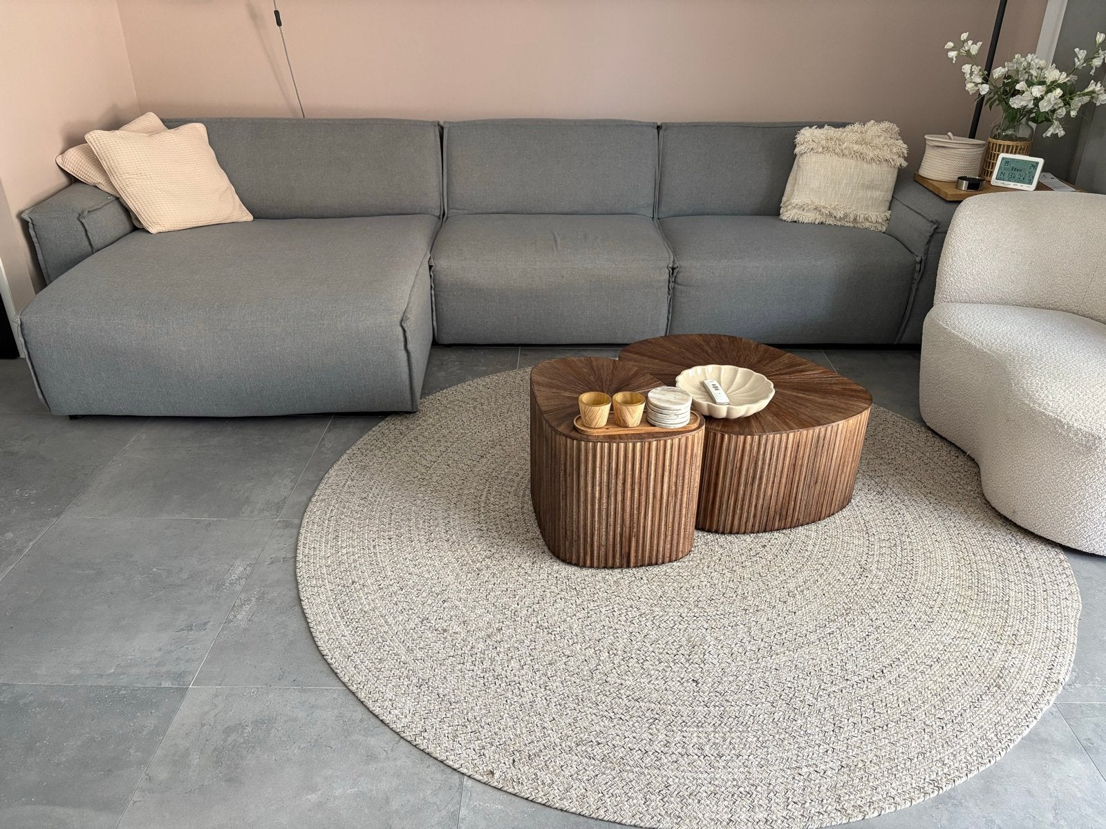 Hoekbank lichtgrijs met chaise longue links UMIX Brooklyn, Ophalen, Gebruikt, Hoekbank, 300 cm of meer