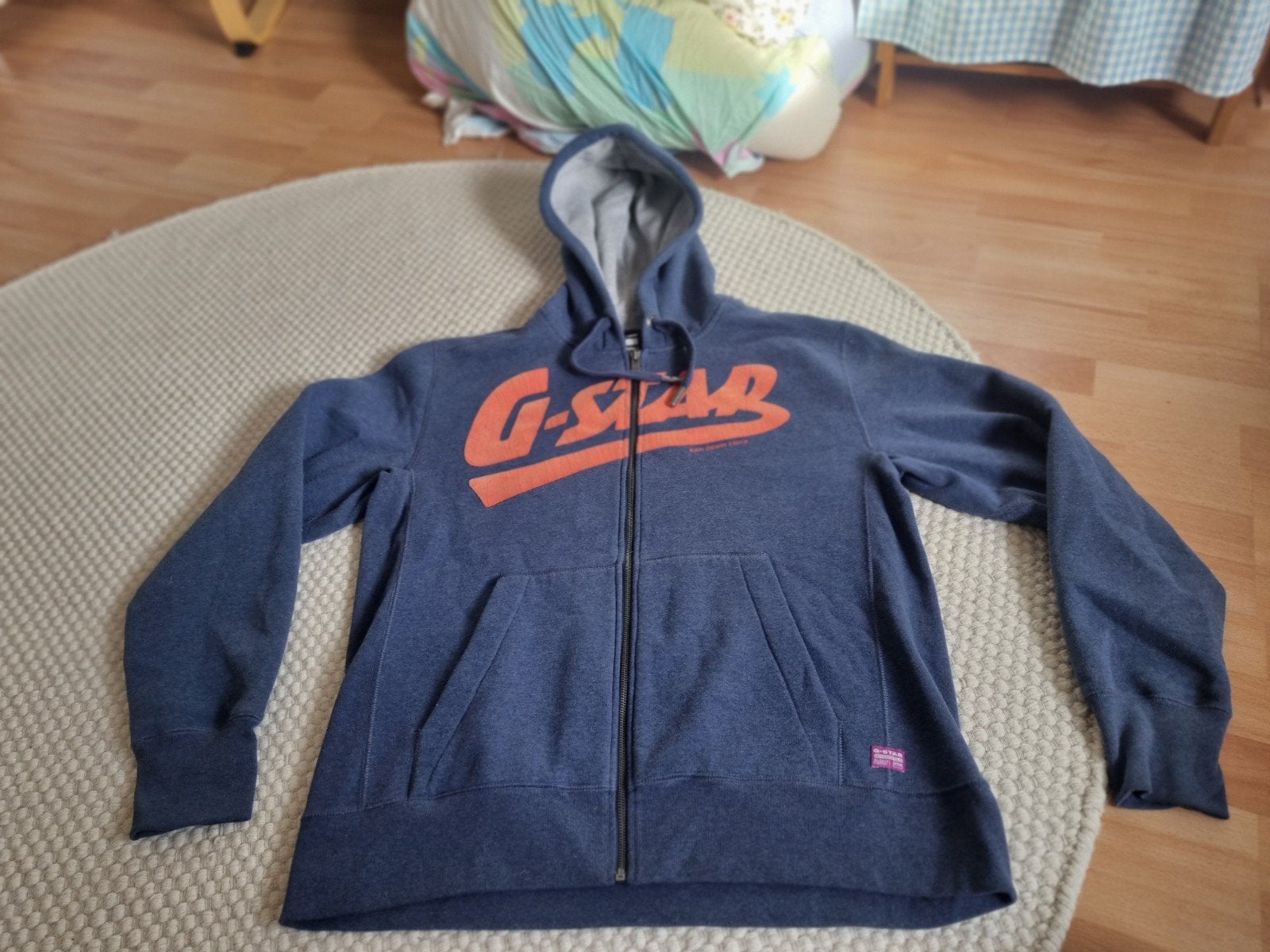 G-Star Raw hoodie met rits, maat L, Ophalen of Verzenden, Gedragen, Blauw